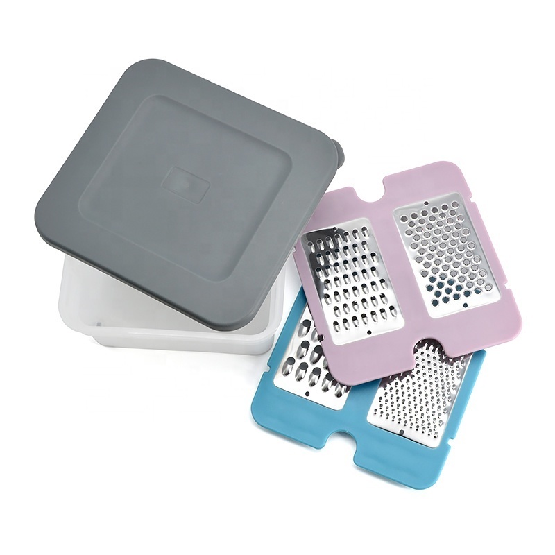 4 Piece Cheese Grater Set with and Storage box stainless steel  Hand Cheese Grater Adjustable Hard Cheese Slicer