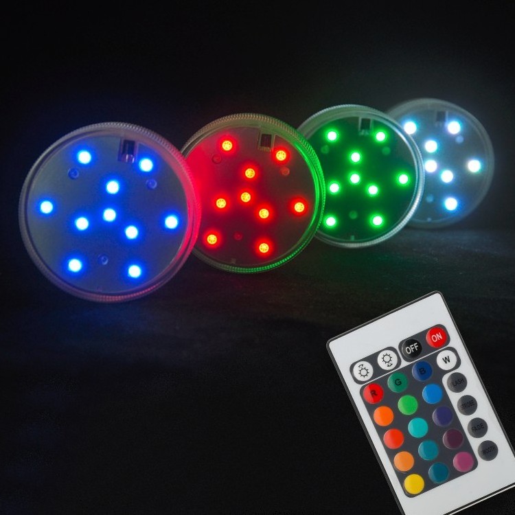 Kitosun Battery Operated Mini Submersible LED Base Remote Contorled Waterproof LED Light for Wedding,Party,Event Decoration