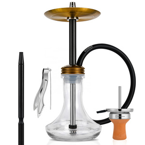 Kitosun Rano Shisha Set - Modern Table Hookah Set with Stainless Steel Stems Carbon Fiber Sleeve Silicone Hookah Hose Accessory