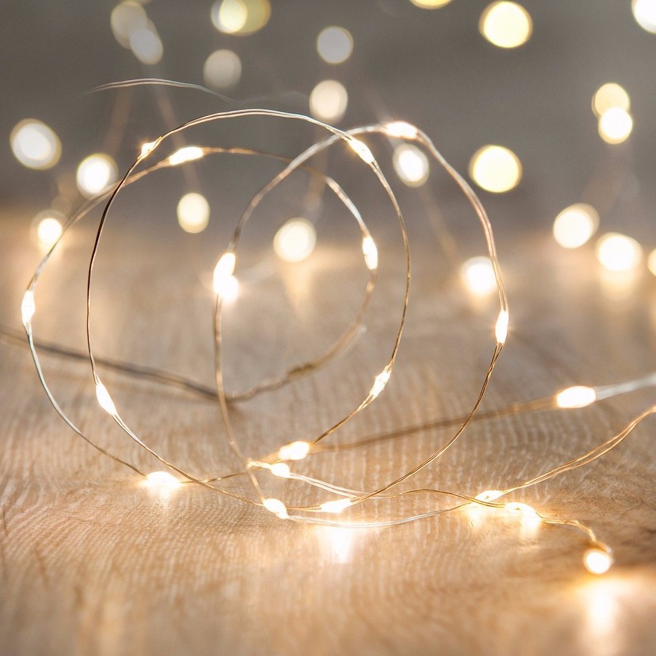 1M/ 2M Copper Silver Wire LED String lights Waterproof Holiday lighting For Fairy Christmas Tree Wedding Party Decoration