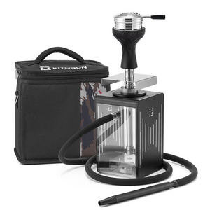 Kitosun Neon-Mobile Shisha Set - Acrylic Modern Hookah Set with Everything include silicone hookah hose mouth piece bowl