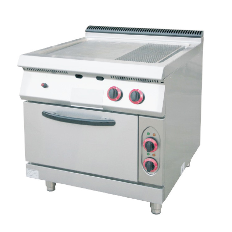 Commercial Kitchen Equipment Stainless Steel Flat Gas Half-Grooved Burger Griddle Grill For Restaurant Equipment