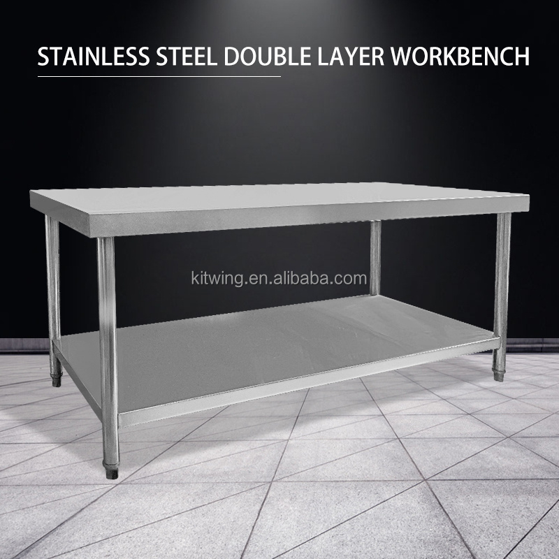 Commercial Kitchen Stainless Steel Working Table Bench With Adjustable Shelf