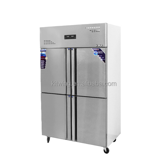 Double Temperature Four Doors Commercial Kitchen Stainless Steel Freezer Refrigerator For Sale