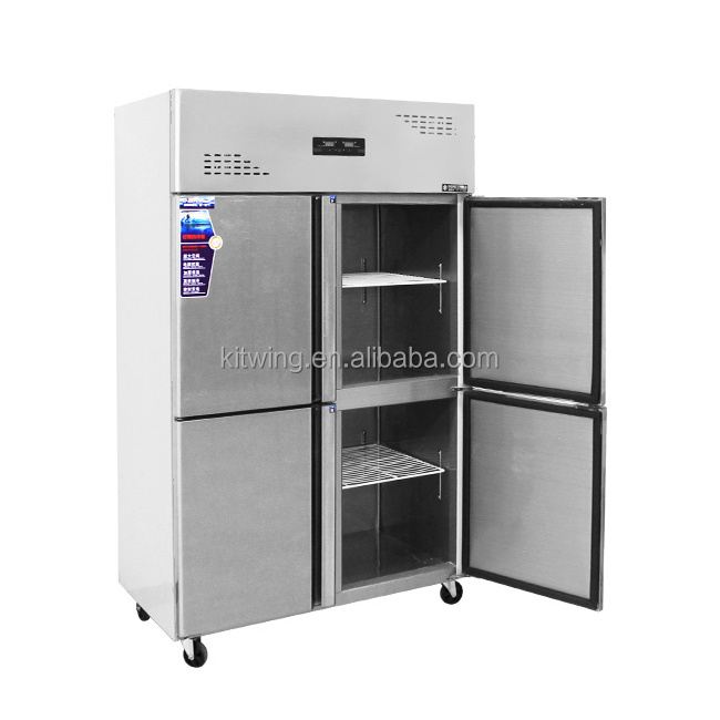 Double Temperature Four Doors Commercial Kitchen Stainless Steel Freezer Refrigerator For Sale