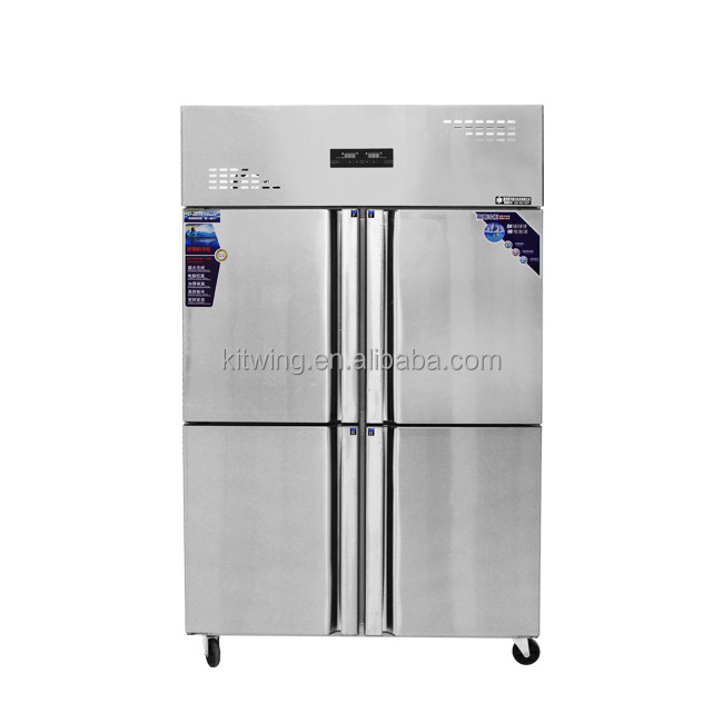 Double Temperature Four Doors Commercial Kitchen Stainless Steel Freezer Refrigerator For Sale