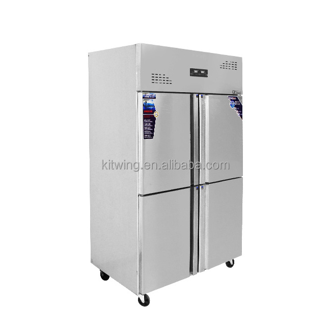 Double Temperature Four Doors Commercial Kitchen Stainless Steel Freezer Refrigerator For Sale