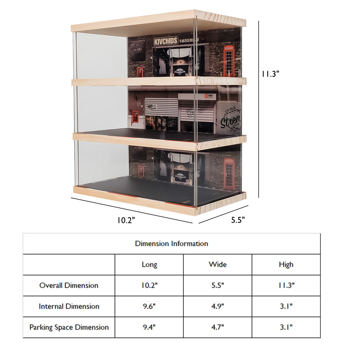 kivcmds 1:24 Scale 3-Tiers Auto Repair Store Scene Vehicle Display Stand for Alloy Car Model Toy with Parking Lot Scene