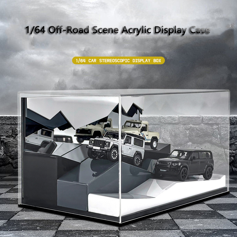 kivcmds 1:64 off-road stereoscopic scene high-definition transparent display box for hot wheels car model storage box ornaments