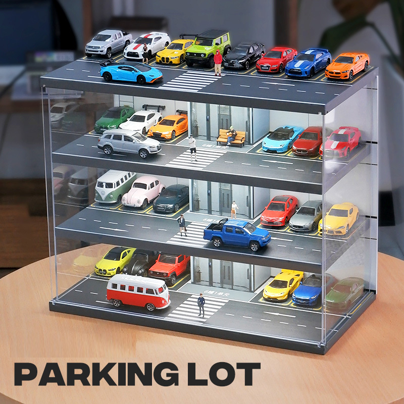 kivcmds 1:64 car model parking lot hot wheels toy hotwheels cars organizer shelf display cabinet