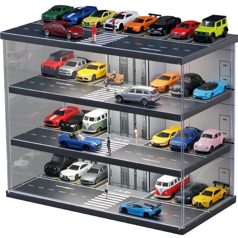 kivcmds 1:64 car model parking lot hot wheels toy hotwheels cars organizer shelf display cabinet