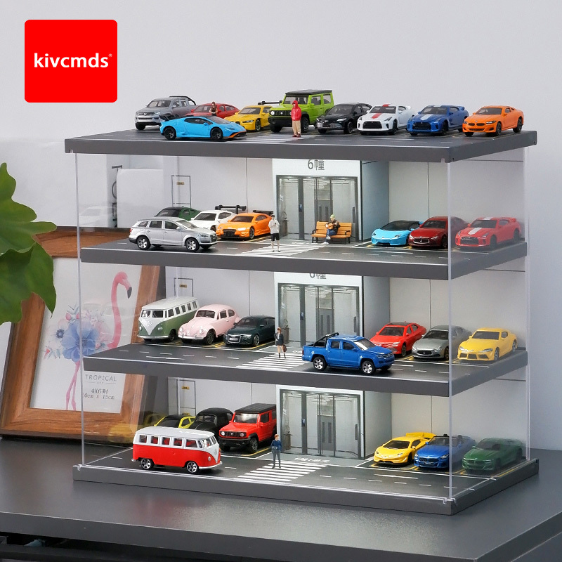 kivcmds 1:64 car model parking lot hot wheels toy hotwheels cars organizer shelf display cabinet