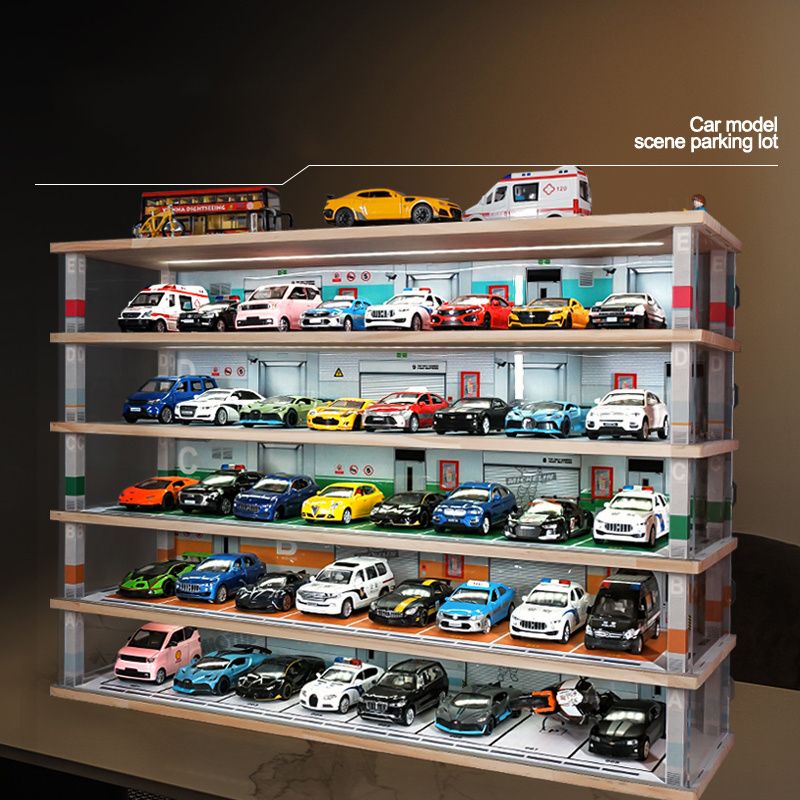 kivcmds 1:32 simulation parking garage assembled models multi-layer hotwheels cars display case tomica storage cabinet