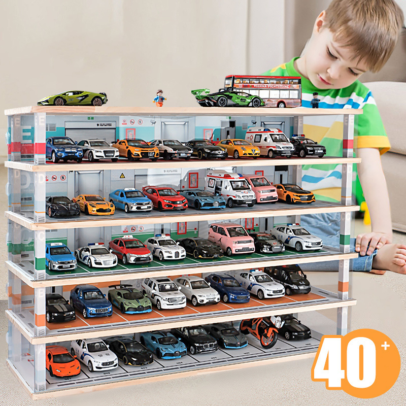 kivcmds 1:32 simulation parking garage assembled models multi-layer hotwheels cars display case tomica storage cabinet