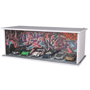 kivcmds 1:64 Car Model Display Case with Lights for Hot Wheels,Matchbox Cars-Graffiti Scenes Parking lot