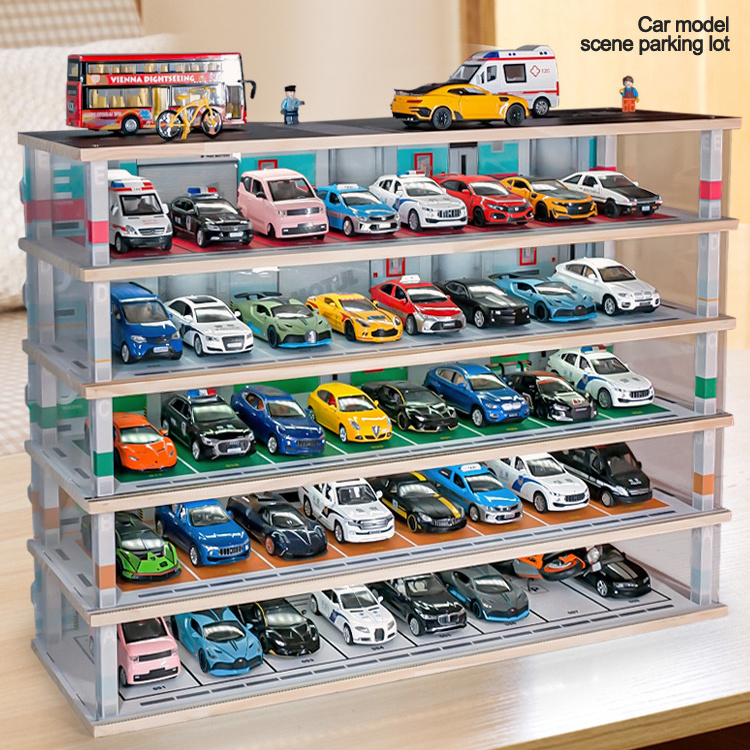 kivcmds 1:32 simulation parking garage assembled models multi-layer hotwheels cars display case tomica storage cabinet