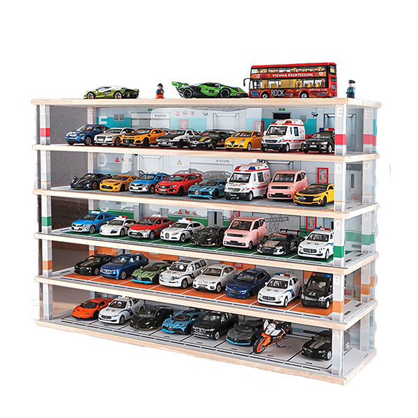 kivcmds 1:32 simulation parking garage assembled models multi-layer hotwheels cars display case tomica storage cabinet