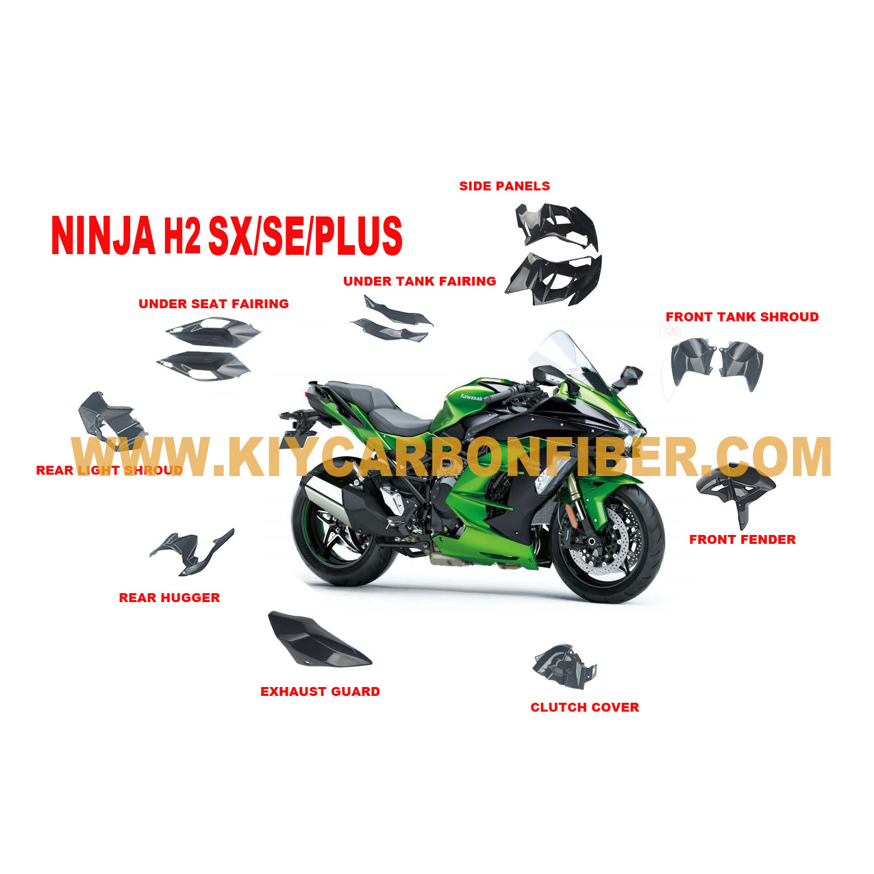 Carbon fiber motorcycle part body parts for KAWASAKI NINJA H2 SX SE PLUS+