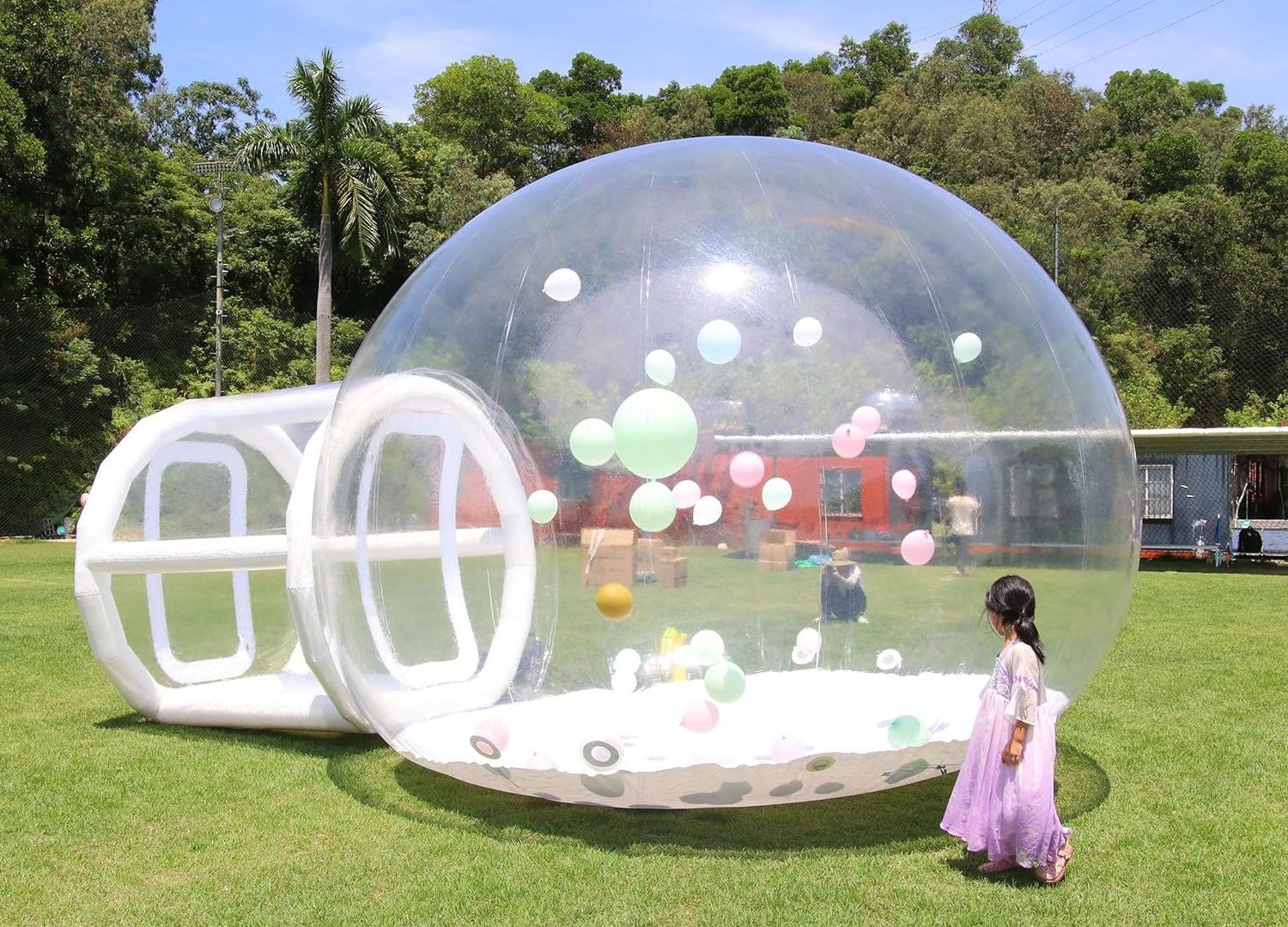 Hot selling inflatable bubble tent inflatable bubble house with tunnel dome tent  for party