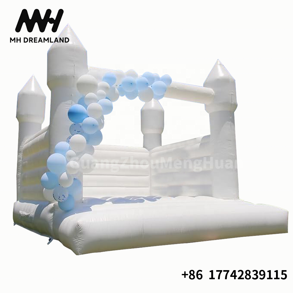 Outdoor Decoration Inflatable White Bounce House Castle Jumping for Wedding Kids Birthday Party Commercial PVC