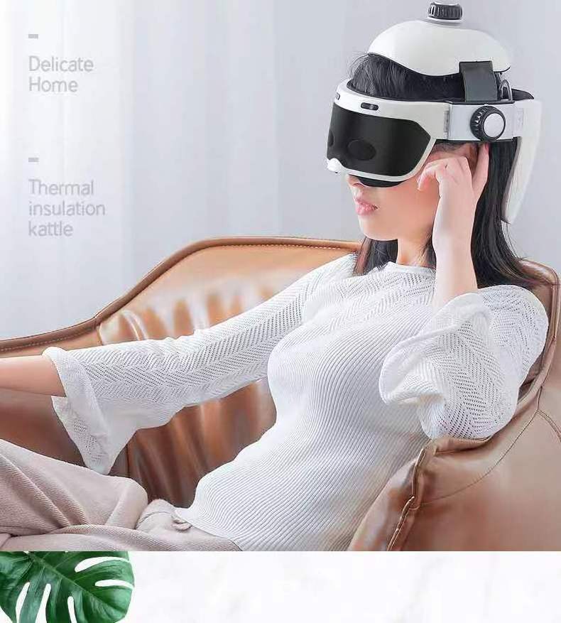 Electric Head Massager Eye & Neck Massage Helmet with Heat Kneading Air Compression APP Control Scratcher for Headache Relieve