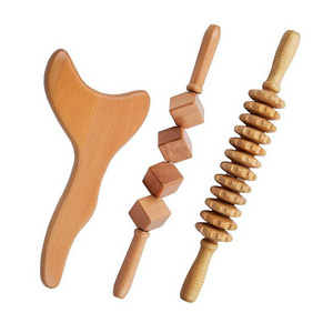 Wood Therapy Massage Tools 3 pcs Set for Wooden Lymphatic Drainage Tool Kit