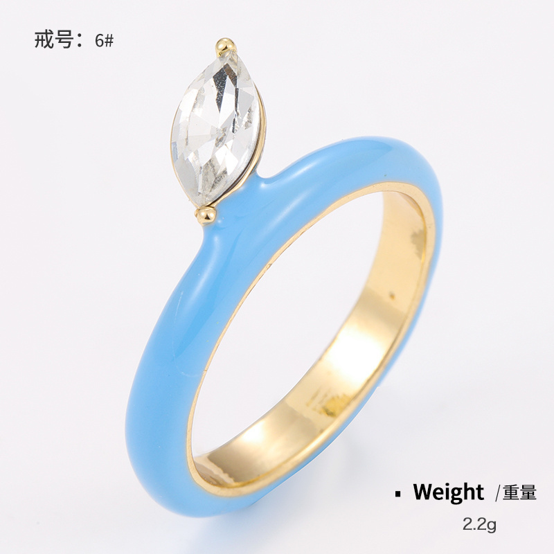 Summer  Candy Sweet Color Enamel Ring Gold Plated Ring Colorful  Diamond Engagement Zircon Gemstone Rings