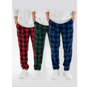 Wholesale High Quality Fashion Mens Pajama Pants Drawstring Plaid Flannel Lounge Pajamas Pants With Pockets