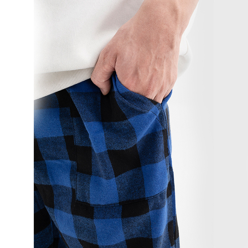 Wholesale High Quality Fashion Mens Pajama Pants Drawstring Plaid Flannel Lounge Pajamas Pants With Pockets