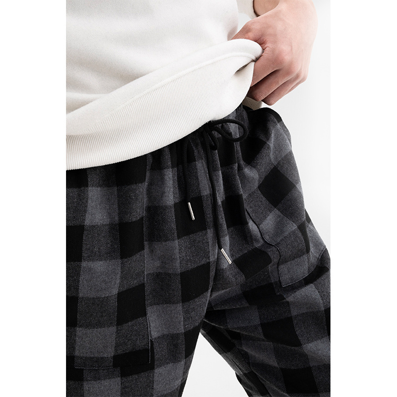 Wholesale High Quality Fashion Mens Pajama Pants Drawstring Plaid Flannel Lounge Pajamas Pants With Pockets