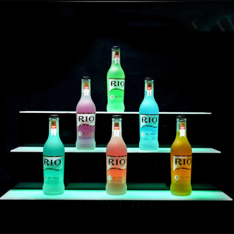 Custom Design Clear Mounted LED Lighted Color Changing Acrylic Beer Display For Bar Led Liquor Bottle Glorifier Display stand