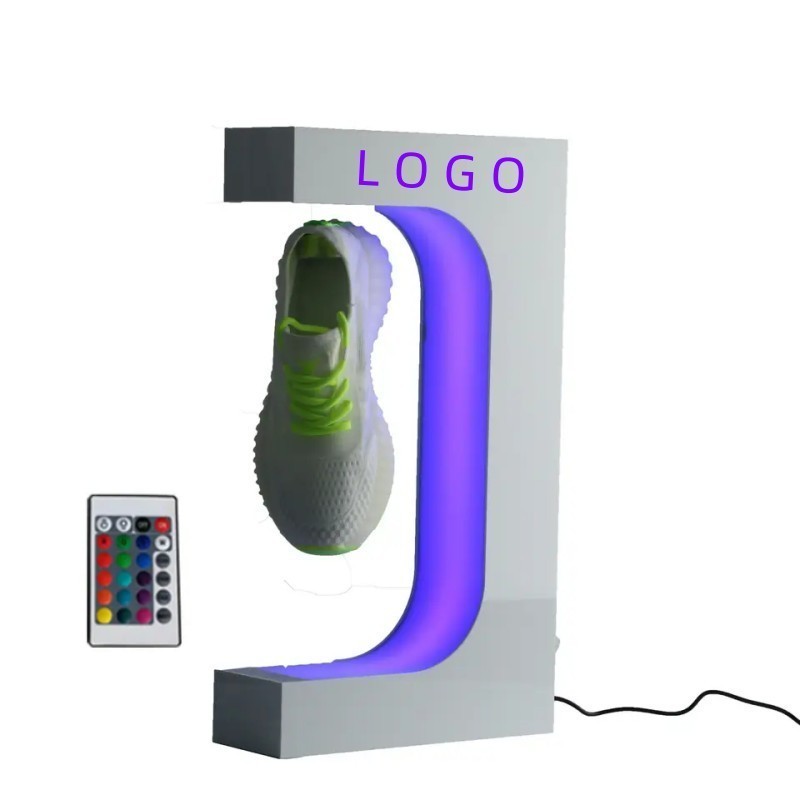 Advertising Display Rotating Floating Led Shoe Rack Professional Factory Light Show Magnetic Floating Shoe Display Stand