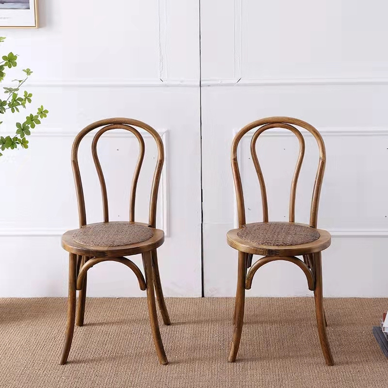 Factory Price Wholesale Classic Style Durable  bentwood Dining Chairs Stackable Rattan Seat Dining Room Chair