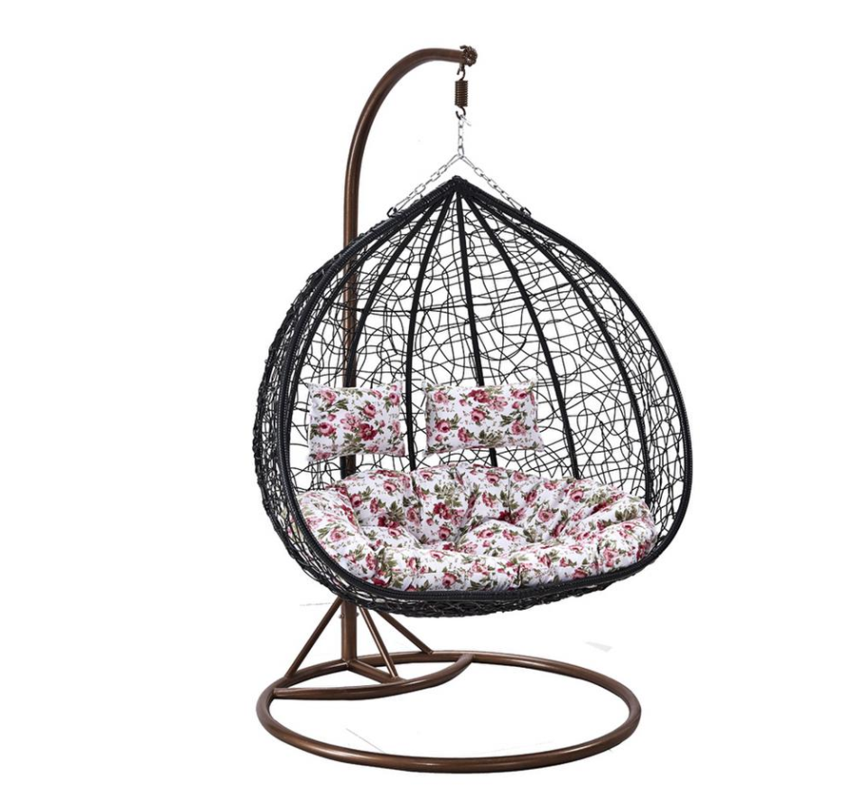 Hot Selling Hanging Wicker Double Seat Garden Egg Swinging Chairs Patio Outdoor Swing Chair