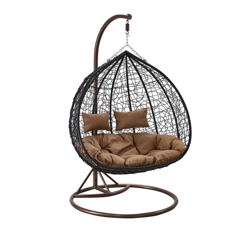 Hot Selling Hanging Wicker Double Seat Garden Egg Swinging Chairs Patio Outdoor Swing Chair