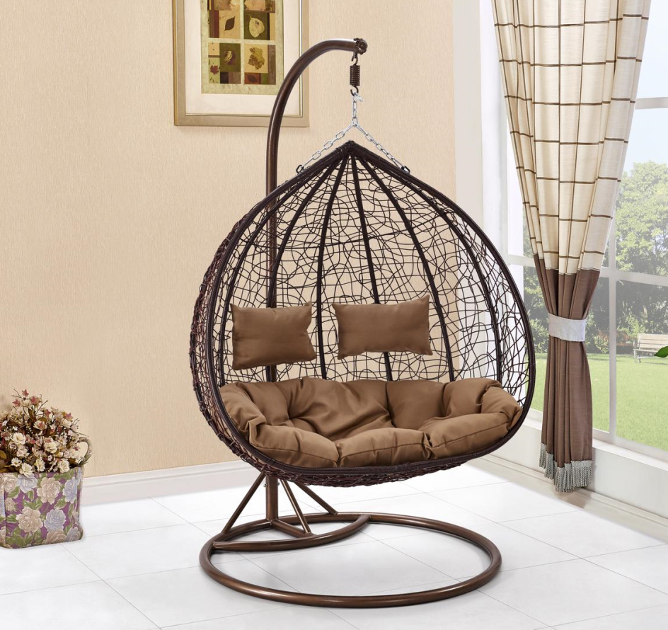 Hot Selling Hanging Wicker Double Seat Garden Egg Swinging Chairs Patio Outdoor Swing Chair