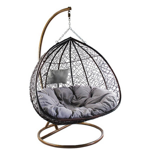 Hot Selling Outdoor Heavy Duty Double Seat Rattan Hanging Hammock Swing Chair for Adults