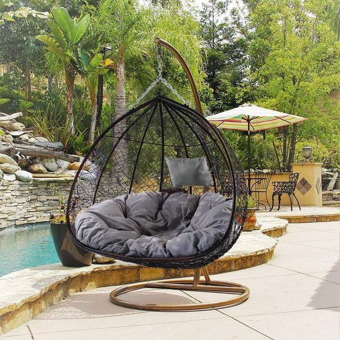 Hot Selling Outdoor Heavy Duty Double Seat Rattan Hanging Hammock Swing Chair for Adults