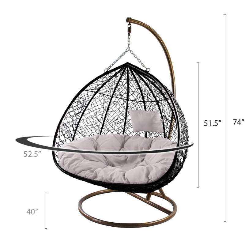 Double Patio Swings indoor Hanging Egg Chairs Rattan / Wicker Chairs Hammock Outdoor Swing Chair