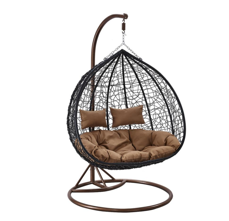 Free Sample Hot Selling Hanging Wicker Double Seat Garden Egg Swinging Chairs Patio Outdoor Swing Chair