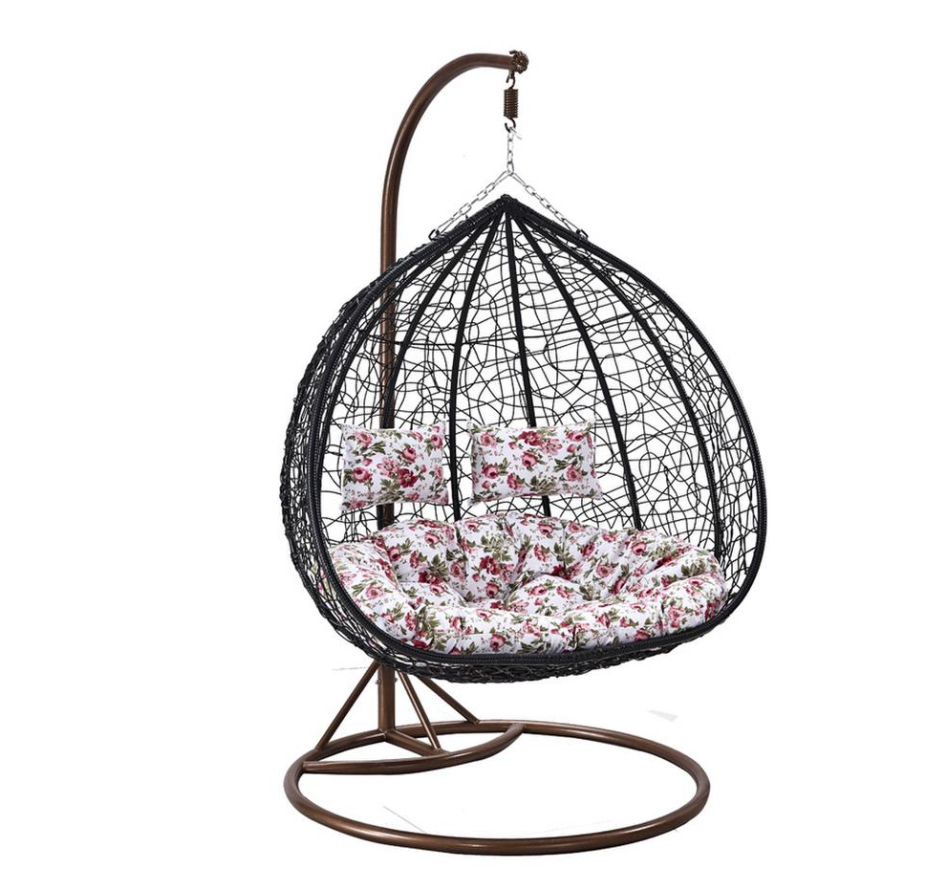 Free Sample Hot Selling Hanging Wicker Double Seat Garden Egg Swinging Chairs Patio Outdoor Swing Chair