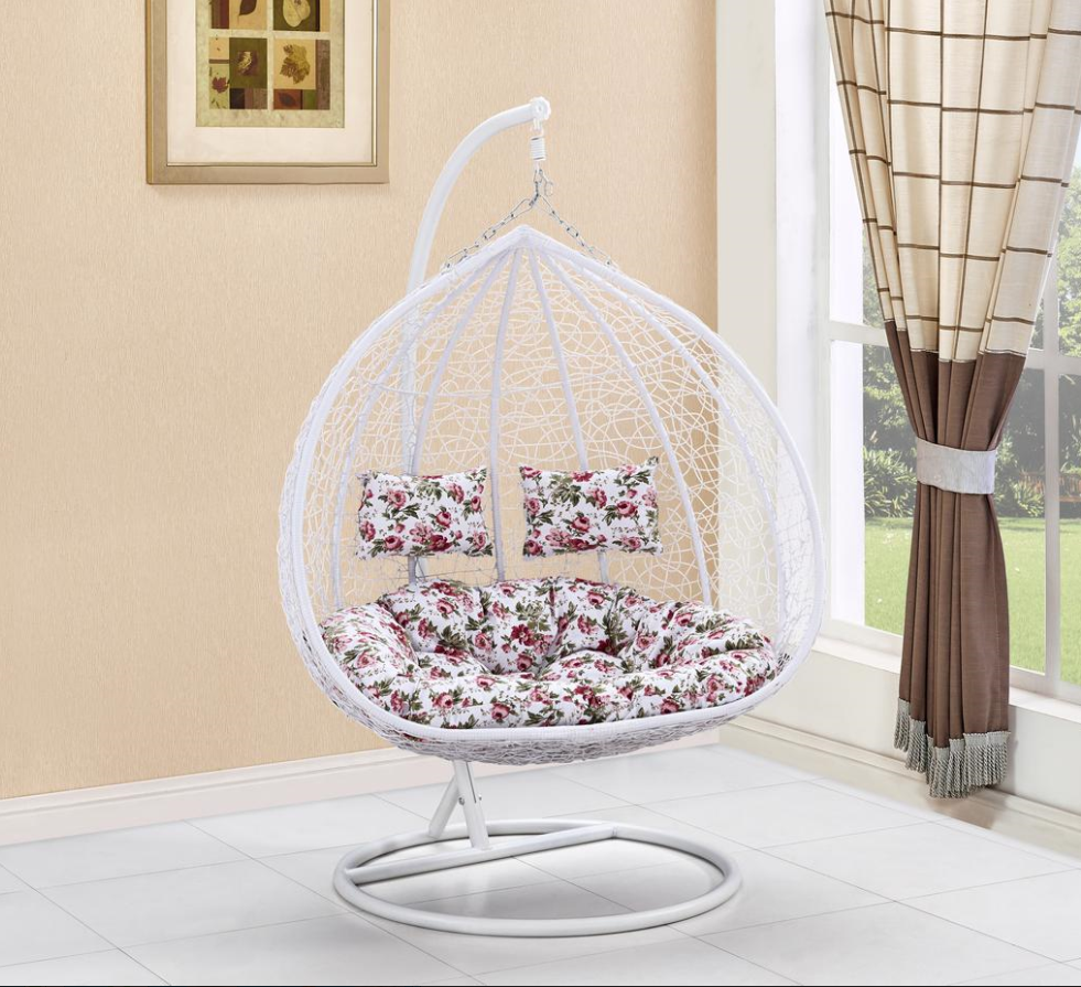 Free Sample Hot Selling Hanging Wicker Double Seat Garden Egg Swinging Chairs Patio Outdoor Swing Chair