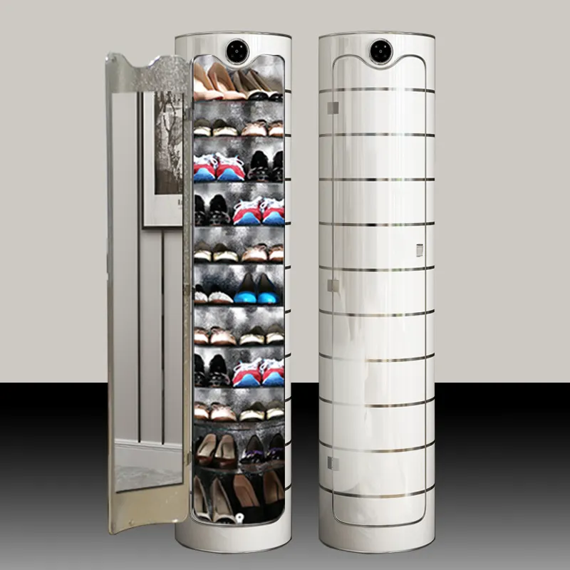 Living room rotatable shoe cabinet hot selling PVC shoe rack with mirror and deodorization function