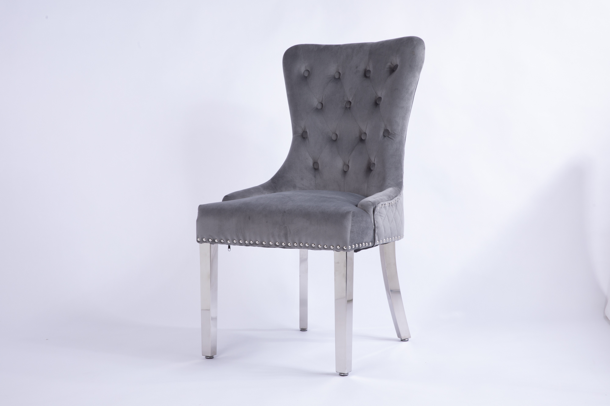 Modern Luxury High Back Grey Velvet Fabric Furniture Chair Dining Room Upholstered Dining Chairs