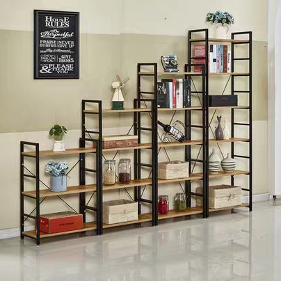 Living Room bookshelf 4 tier space saving triangle tube frame MDF toy storage shelf metal shelf