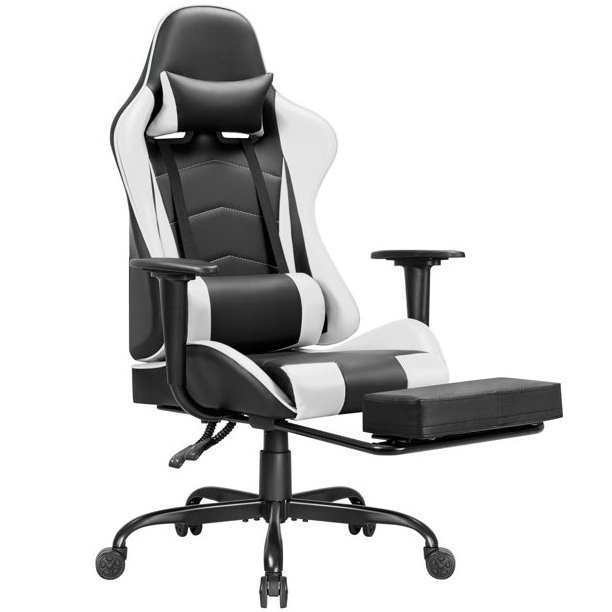 Wholesale White Racing Swivel Gaming Chair Pu Leather Gaming Chair With Footrest And Massage