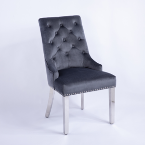 Modern Luxury High Back Grey Velvet Fabric Furniture Chair Dining Room Upholstered Dining Chairs