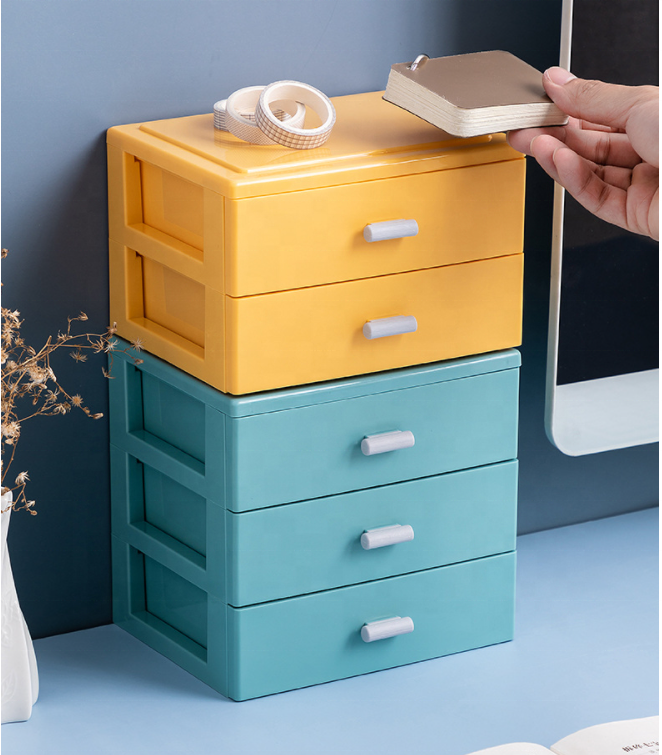 Wholesales Ins Plastic Stackable Dormitory Storage 2/3/4 Drawer Small Countertop Unit with Drawers