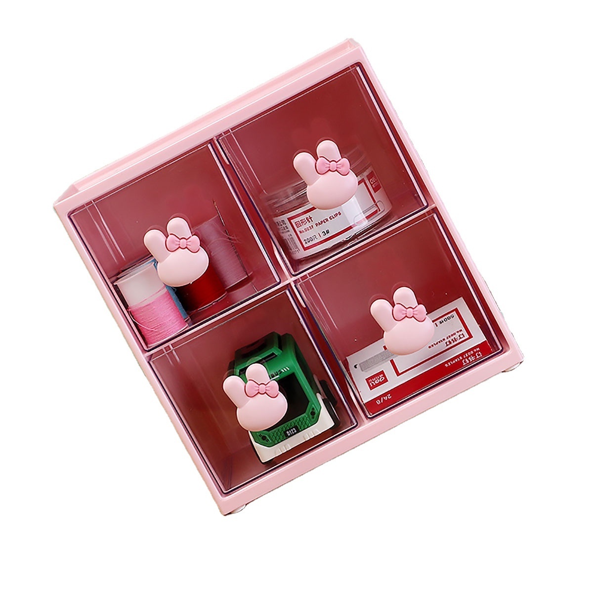 Wholesale Ins Style Cute Mini Desktop Storage Drawer Organizer with Rabbit Handle Home Storage Box for Dormitory