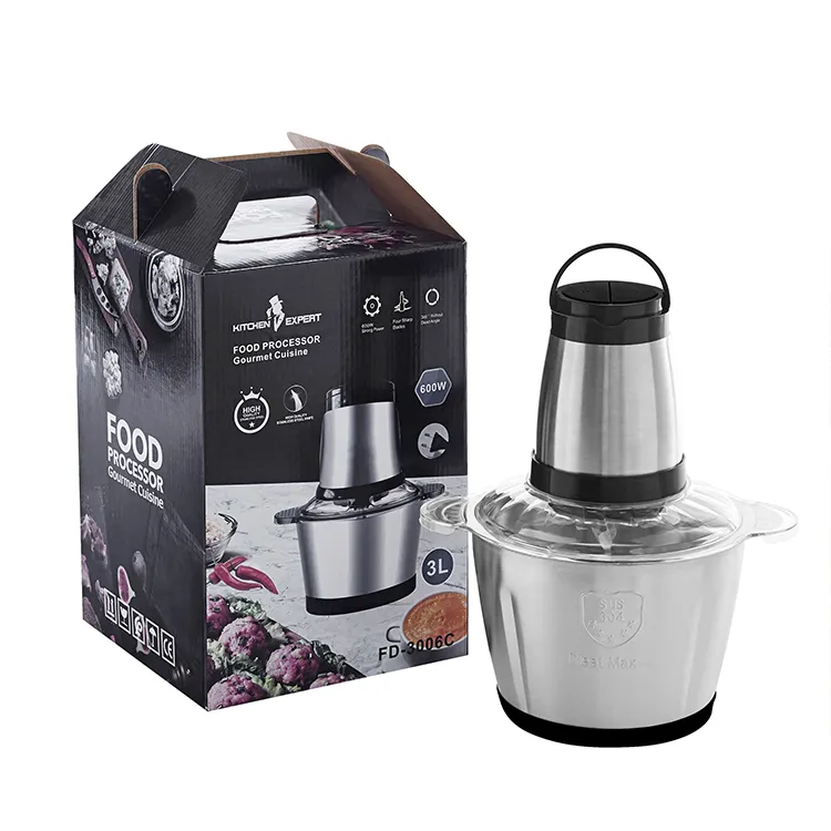 home kitchen small 2L 3L bowl cutter automatic food processor meat and vegetable chopper  stainless steel electric meat grinder